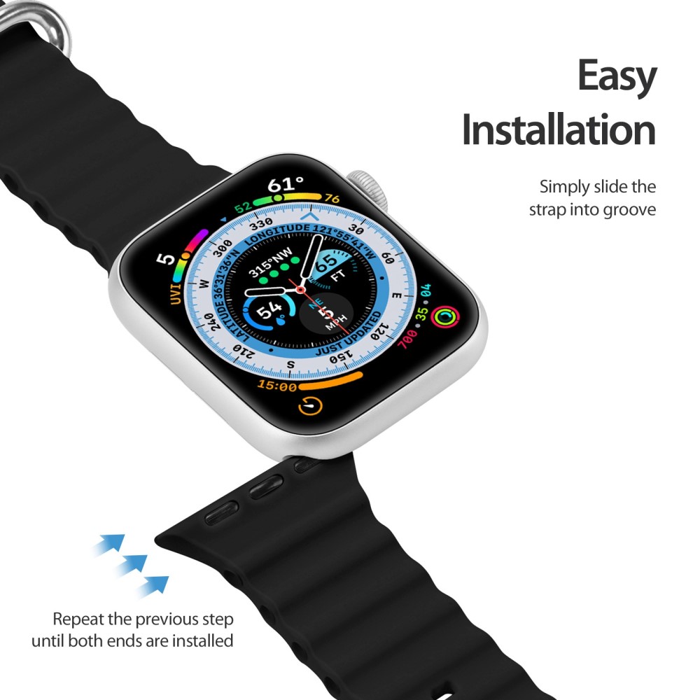 DUX DUCIS DUX DUCIS Apple Watch 38/40/41/42 mm mm Armband Wave Design Svart
