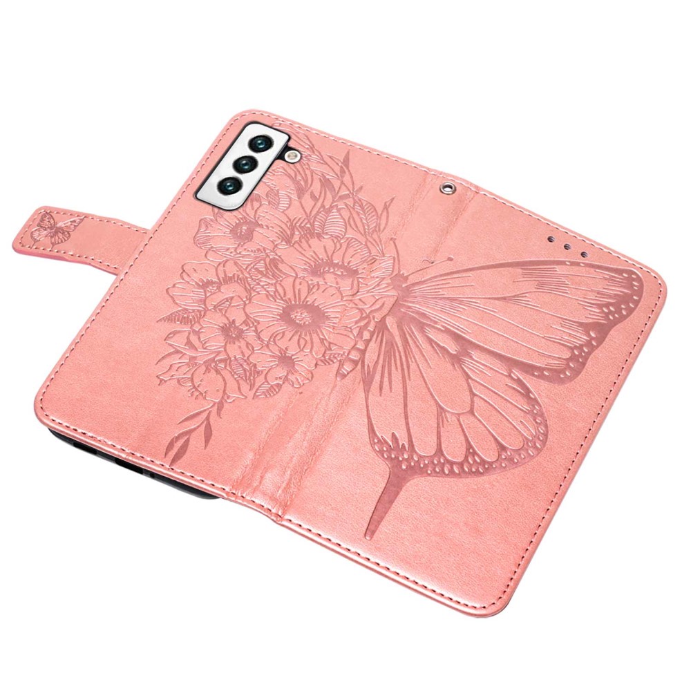  Samsung Galaxy S23 Fodral Fjäril Tryck Roséguld