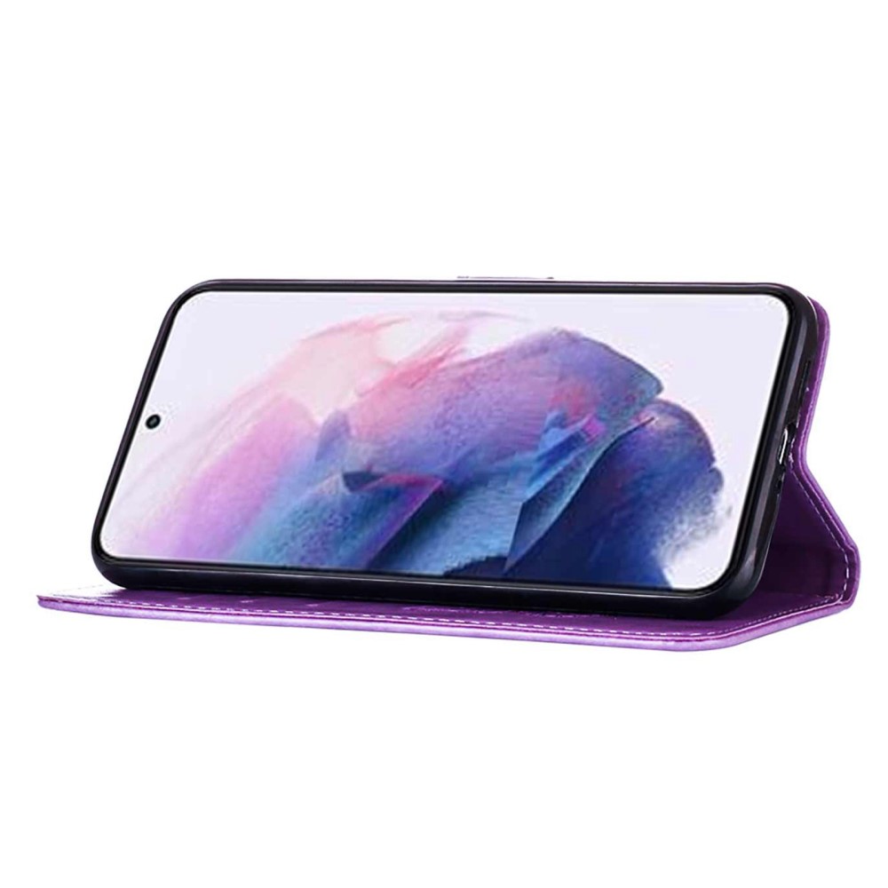  Samsung Galaxy S23 Fodral Fjäril Tryck Lila