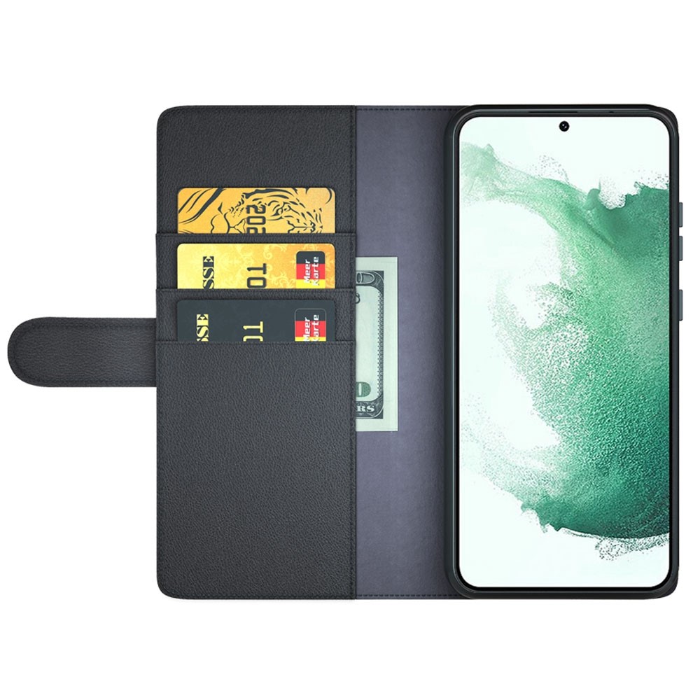  Samsung Galaxy S23 Fodral Premium Äkta Läder Svart