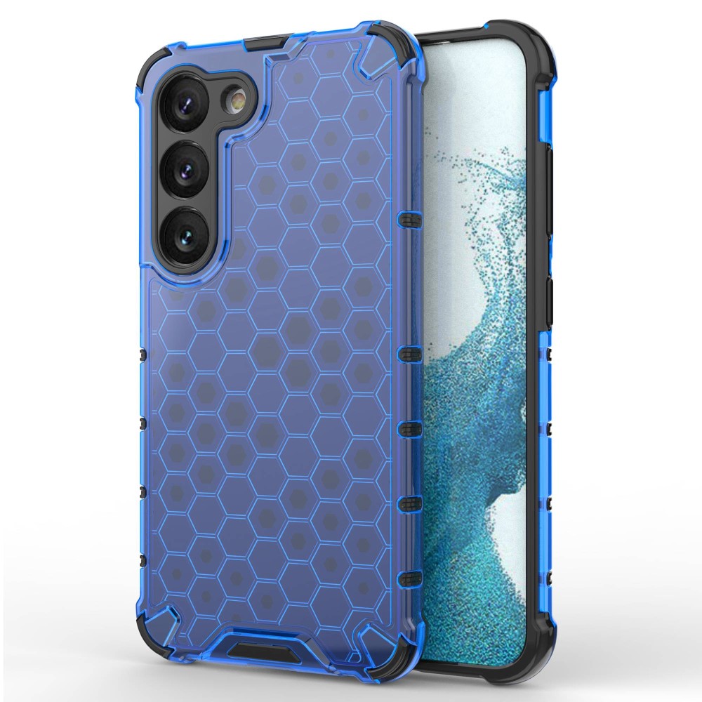  Samsung Galaxy S23 Skal Shockproof Honeycomb Textur Blå