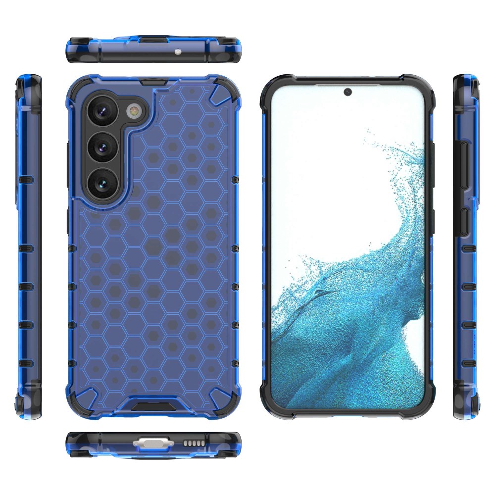  Samsung Galaxy S23 Skal Shockproof Honeycomb Textur Blå