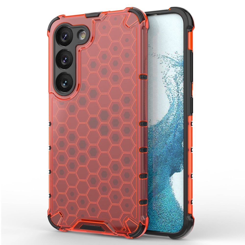  Samsung Galaxy S23 Skal Shockproof Honeycomb Textur Röd