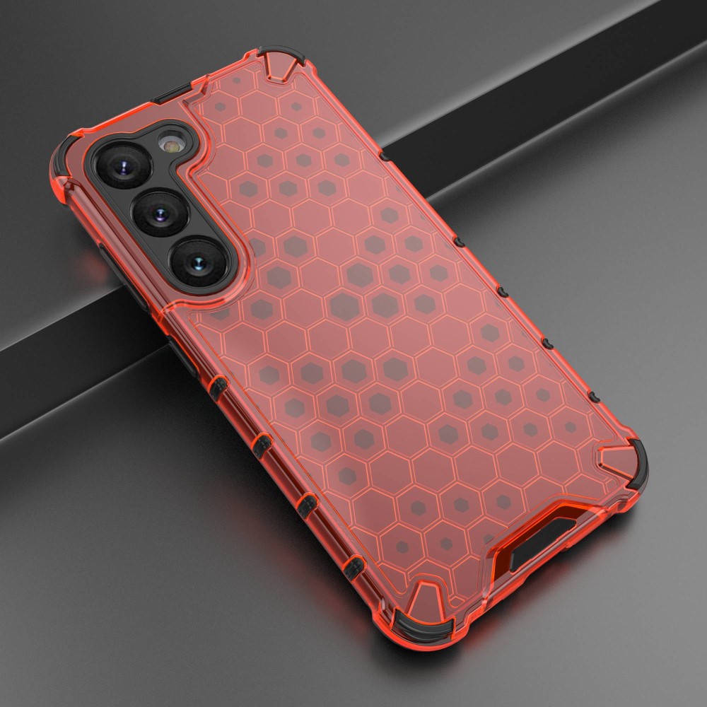  Samsung Galaxy S23 Skal Shockproof Honeycomb Textur Röd