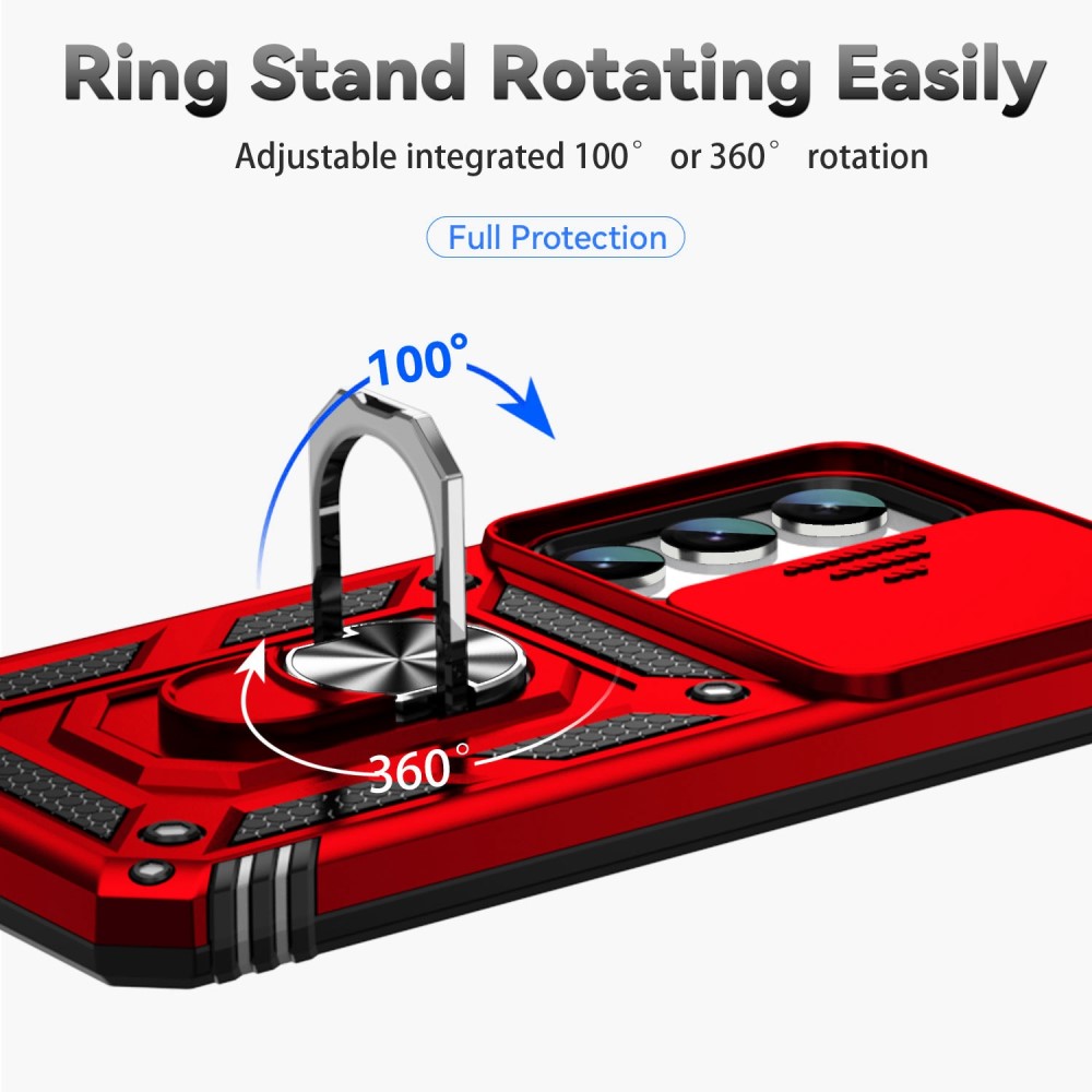 Samsung Galaxy S23 Skal Hybrid CamShield Ring Röd