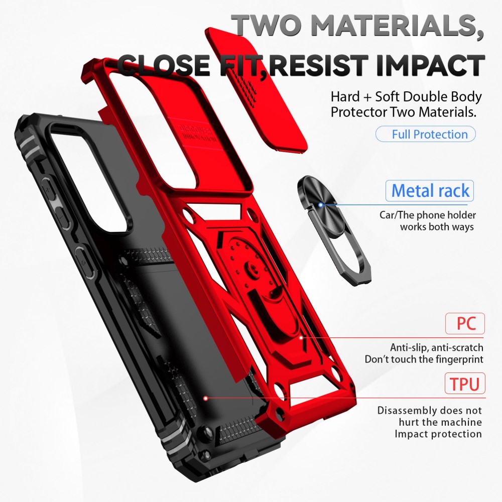  Samsung Galaxy S23 Skal Hybrid CamShield Ring Röd