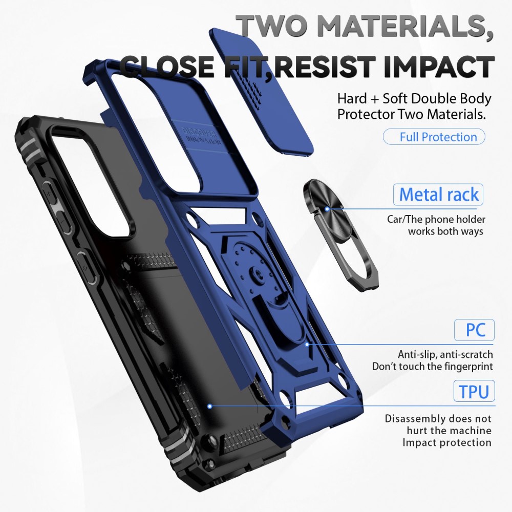  Samsung Galaxy S23 Skal Hybrid CamShield Ring Blå