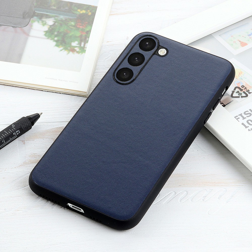  Samsung Galaxy S23 Skal Äkta Läder Belagt Blå