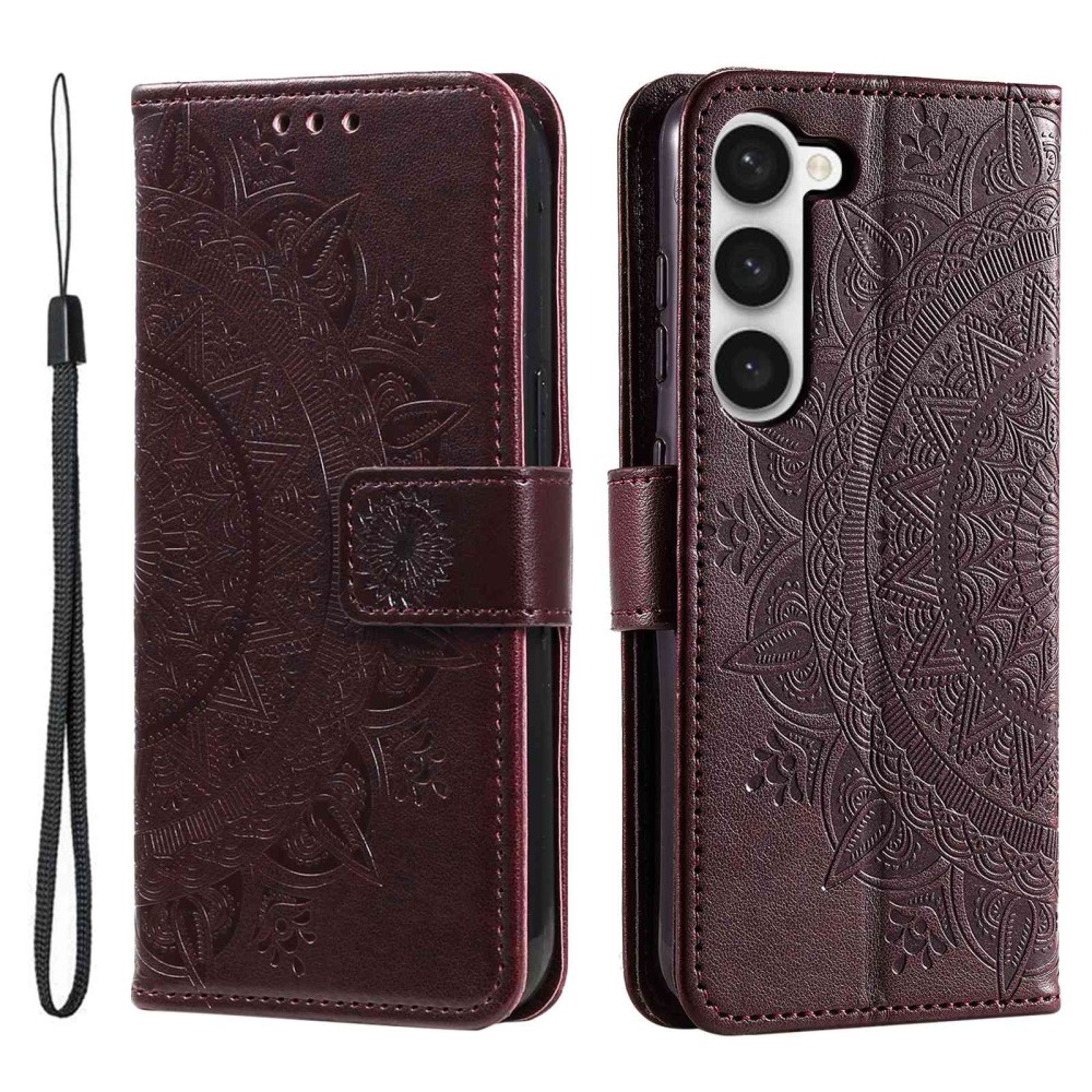  Samsung Galaxy S23 Fodral Mandala Läder Brun