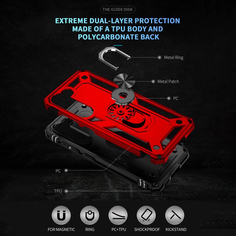  Samsung Galaxy S23 Skal Shockproof Ring Hybrid Röd