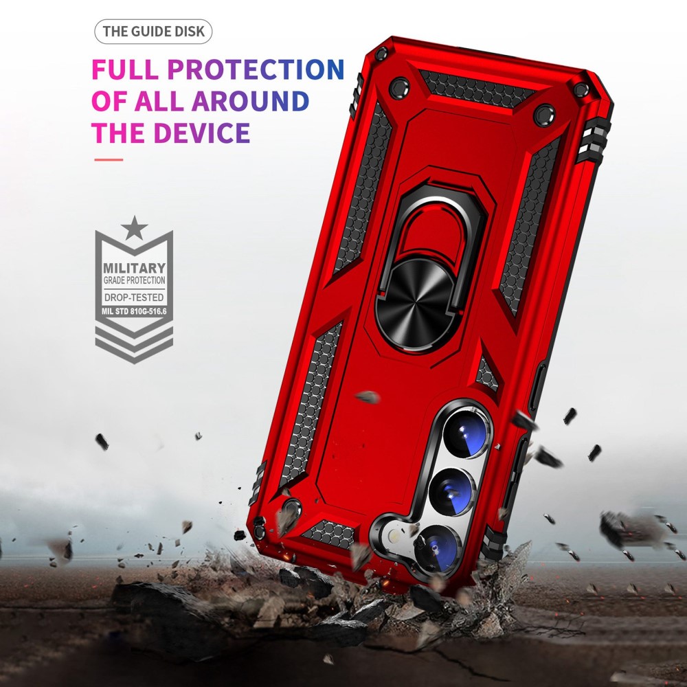  Samsung Galaxy S23 Skal Shockproof Ring Hybrid Röd