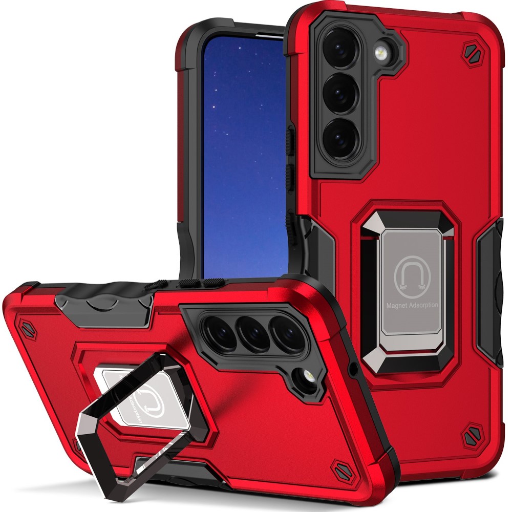  Samsung Galaxy S23 Skal Shockproof Ring Hybrid Röd