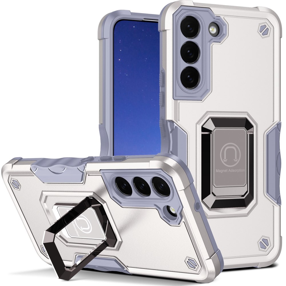  Samsung Galaxy S23 Skal Shockproof Ring Hybrid Vit