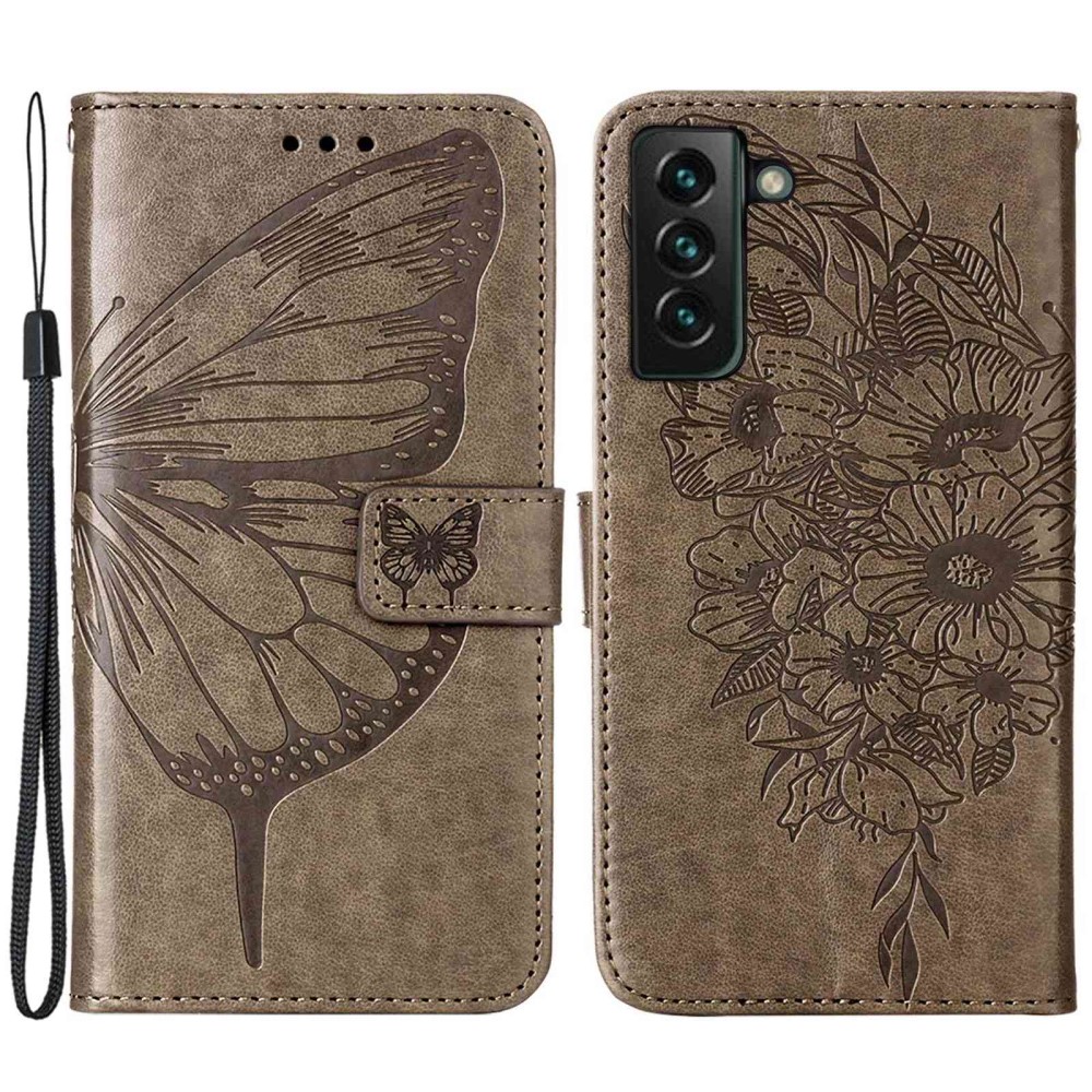  Samsung Galaxy S23 Plus Fodral Fjäril Grå