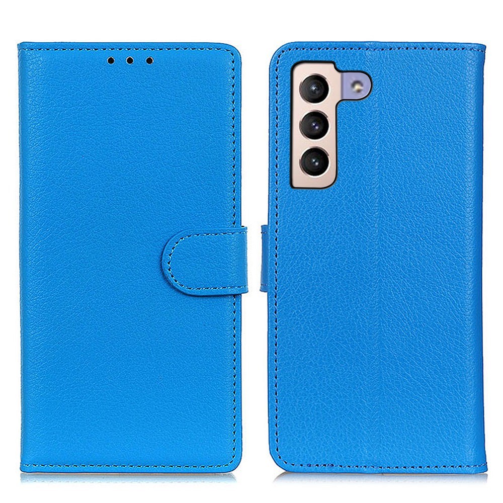  Samsung Galaxy S23 Plus Fodral Litchi Läder Blå