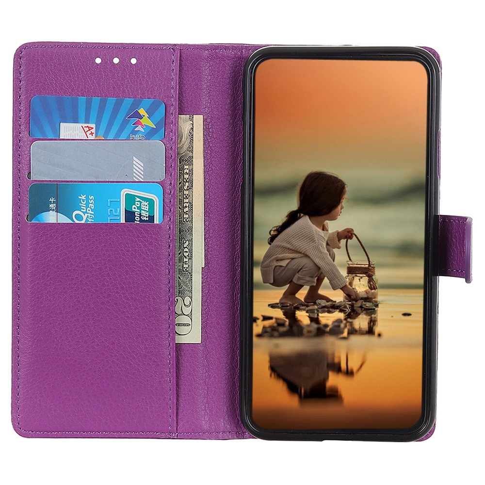  Samsung Galaxy S23 Plus Fodral Litchi Läder Lila