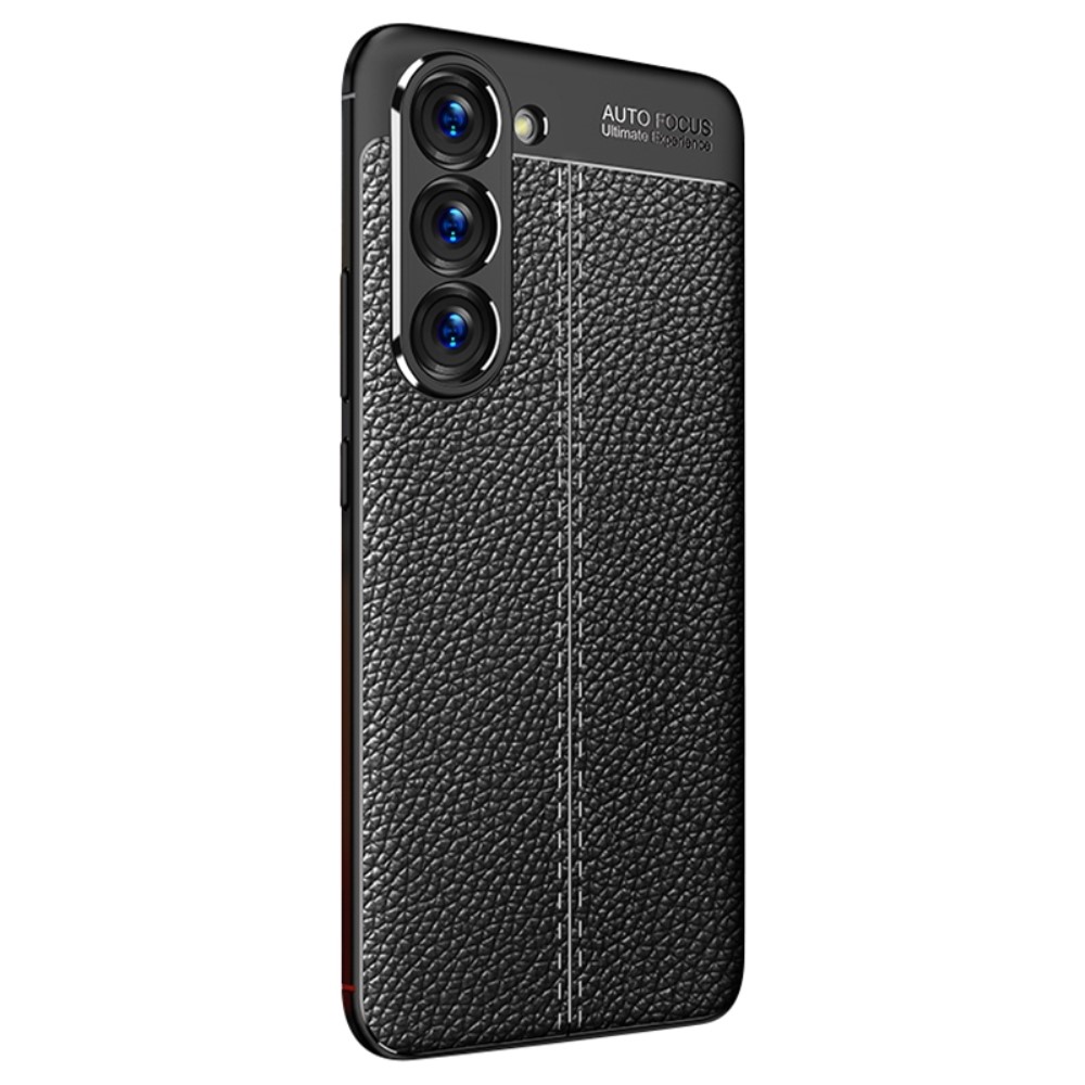  Samsung Galaxy S23 Plus Skal Litchi Textur Svart