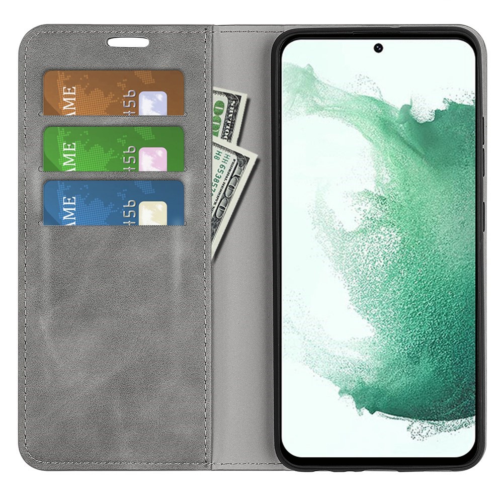  Samsung Galaxy S23 Plus Flip Fodral Skin Touch Grå