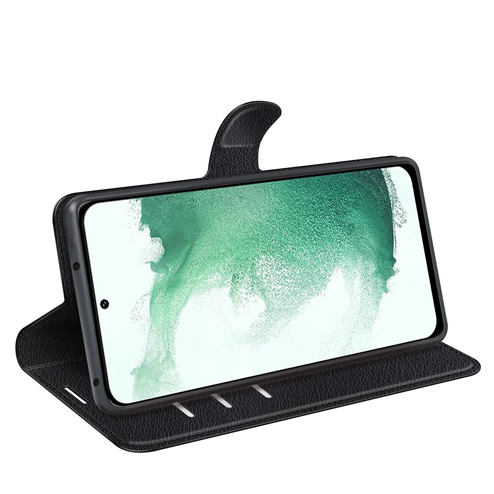  Samsung Galaxy S23 Plus Fodral Litchi Läder Svart