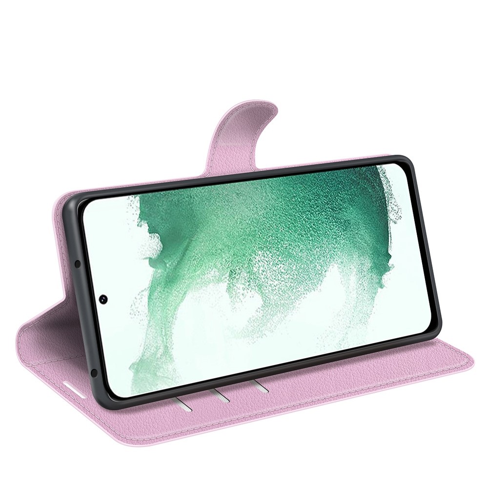  Samsung Galaxy S23 Plus Fodral Litchi Läder Ljus Rosa