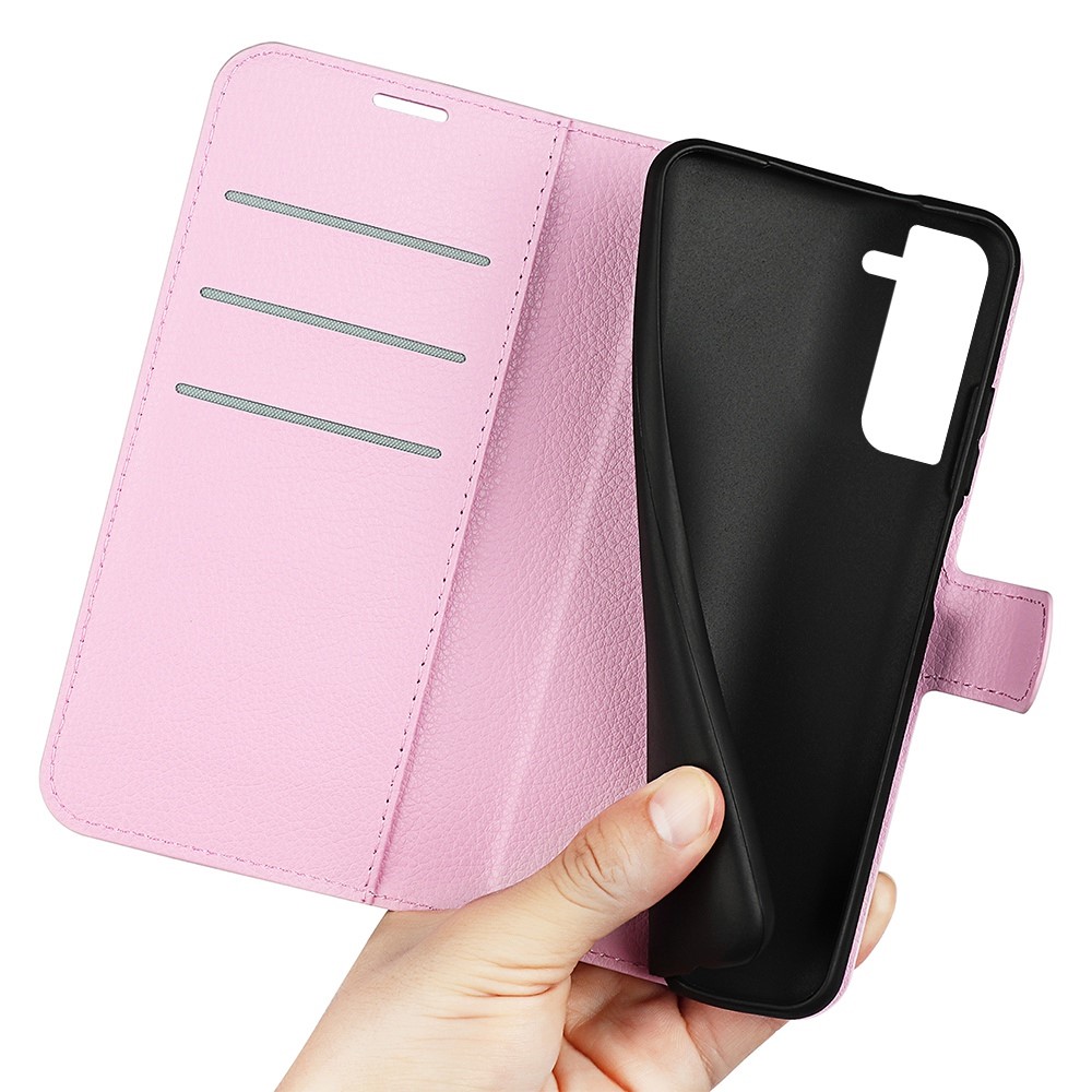  Samsung Galaxy S23 Plus Fodral Litchi Läder Ljus Rosa