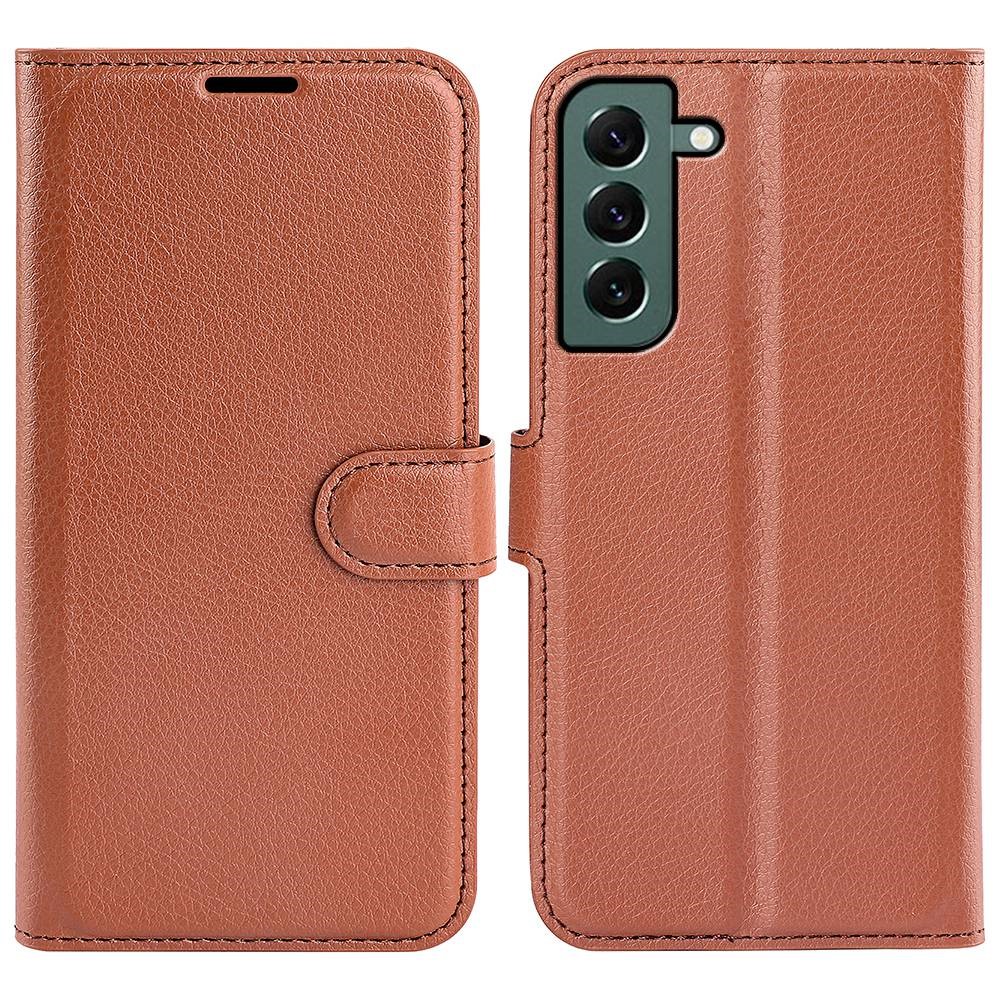  Samsung Galaxy S23 Plus Fodral Litchi Läder Brun