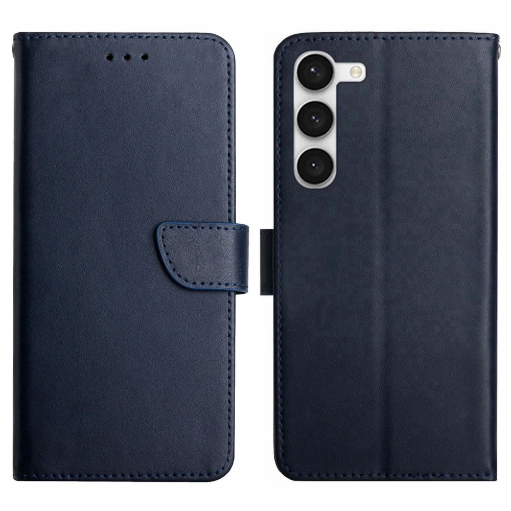  Galaxy S23 Plus Fodral Äkta Läder Nappa Textur Blå