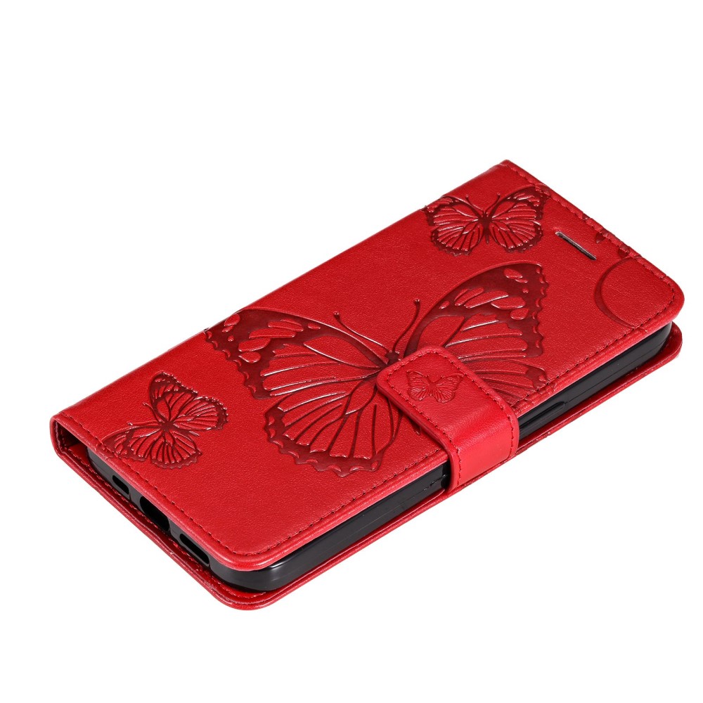  Samsung Galaxy S23 Plus Fodral Tryckta Fjärilar Röd