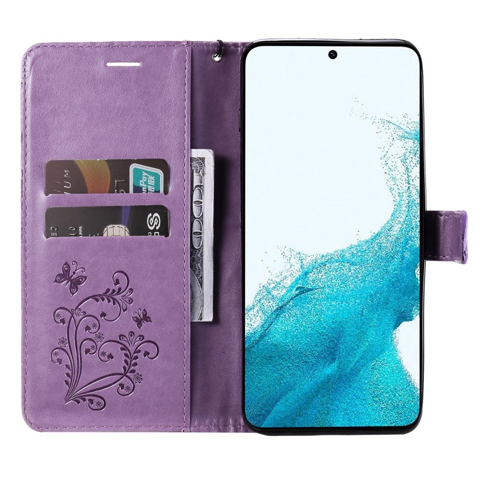  Samsung Galaxy S23 Plus Fodral Tryckta Fjärilar Lila