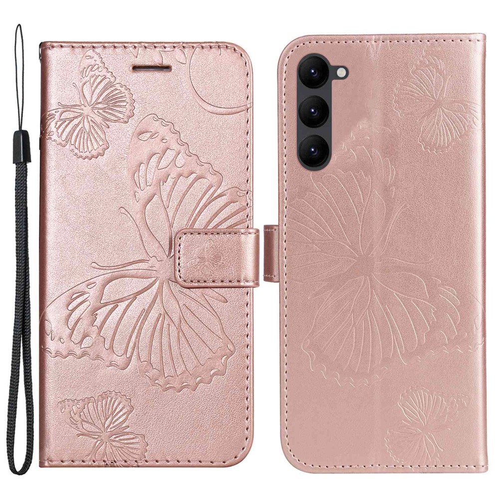  Samsung Galaxy S23 Plus Fodral Tryckta Fjärilar Roséguld