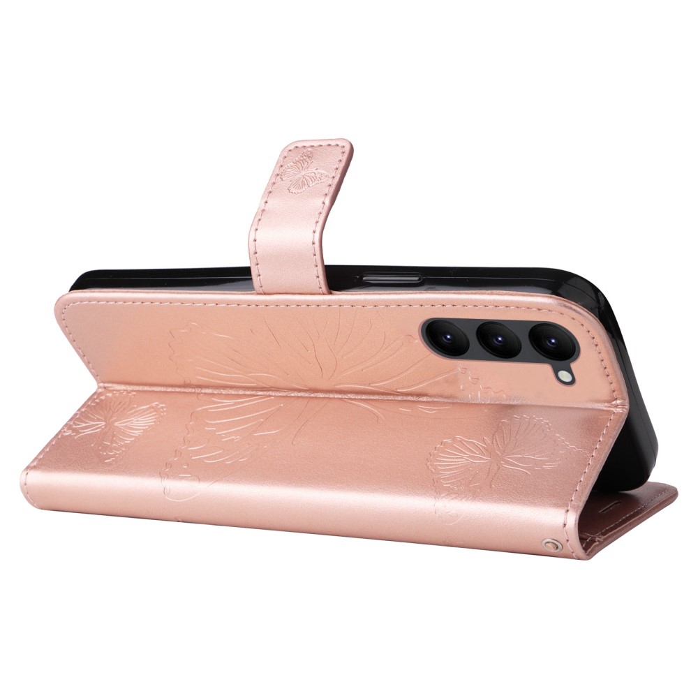  Samsung Galaxy S23 Plus Fodral Tryckta Fjärilar Roséguld