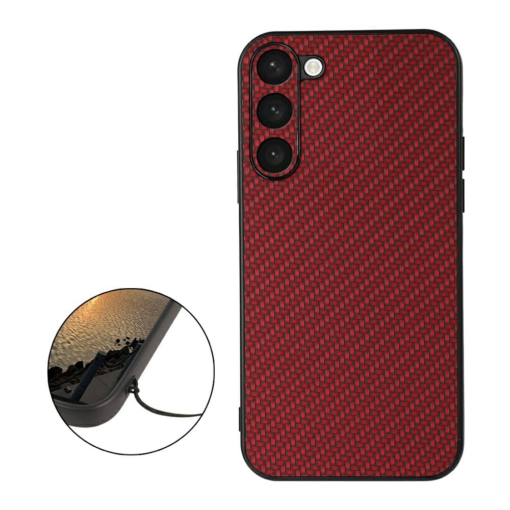  Samsung Galaxy S23 Plus Skal Kolfiber Textur Röd