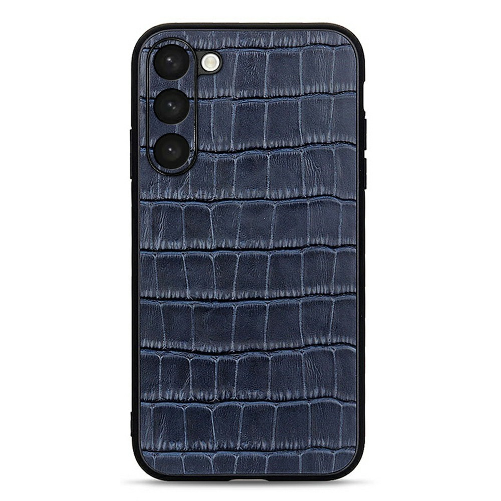  Samsung Galaxy S23 Plus Skal Äkta Läder Krokodil Textur Blå