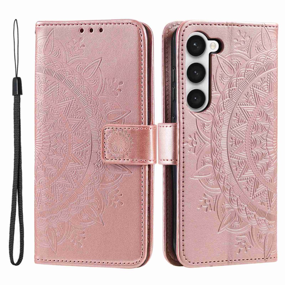  Samsung Galaxy S23 Plus Fodral Mandala Läder Roséguld