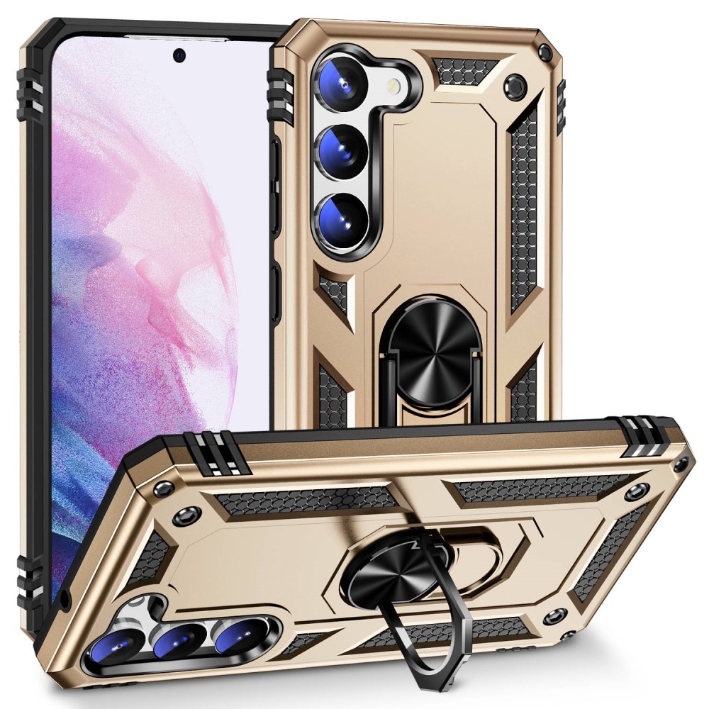  Samsung Galaxy S23 Plus Skal Ring Shockproof Hybrid Guld