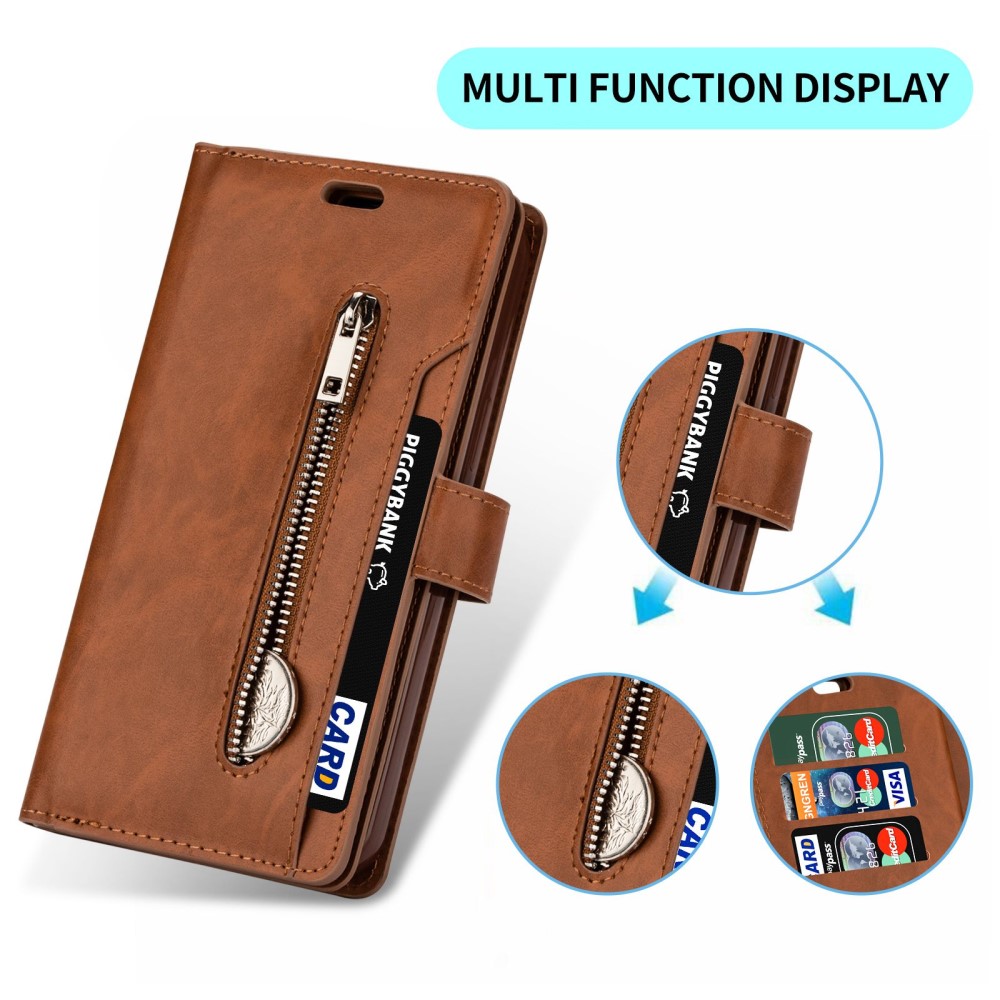  Samsung Galaxy S23 Plus Fodral Multifunktionell Med Frontficka Brun