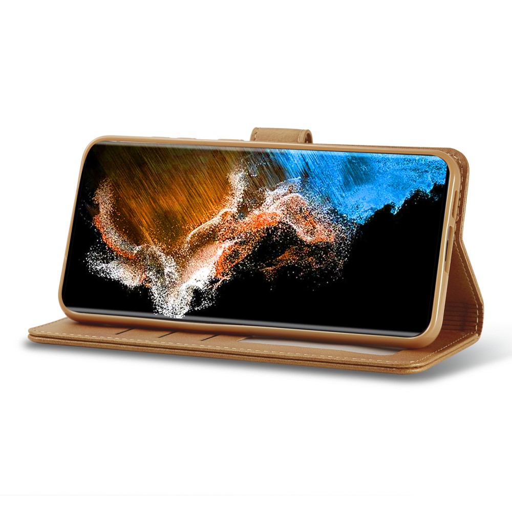 LC.IMEEKE LC.IMEEKE Samsung Galaxy S23 Plus Fodral Läder Brun