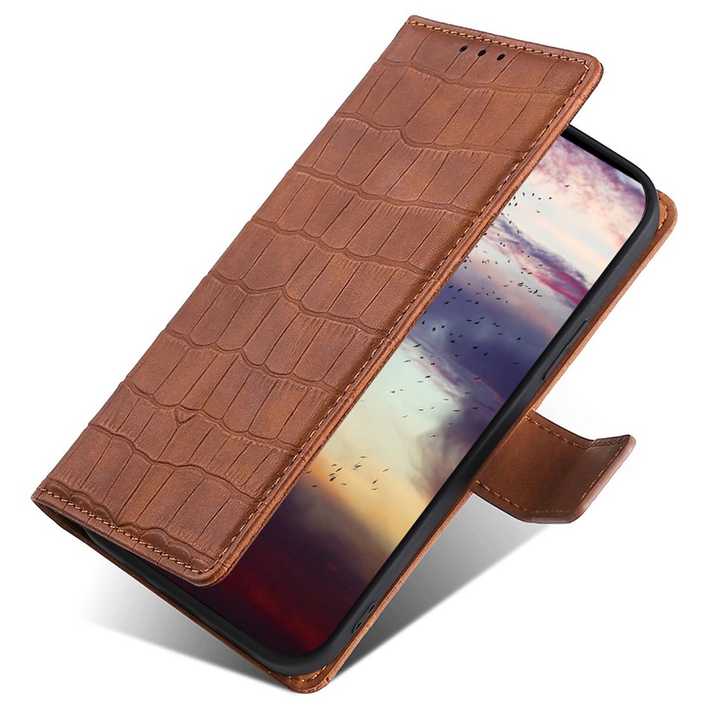 Samsung Galaxy S23 Plus Fodral Krokodil Textur Brun