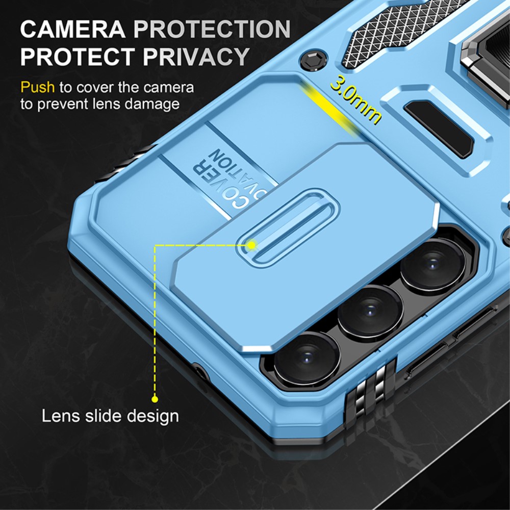  Samsung Galaxy S23 Plus Skal Ring CamShield Ljus Blå