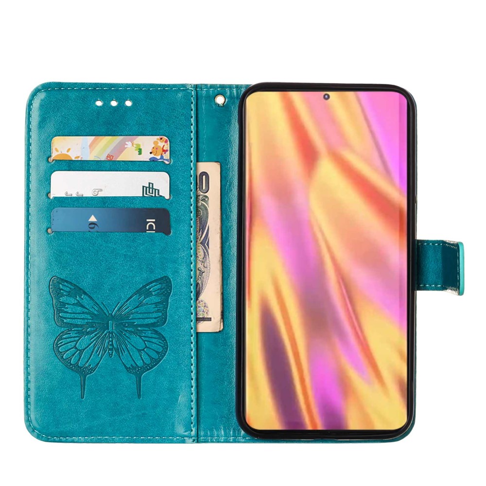  Samsung Galaxy S23 Ultra Fodral Fjäril Tryck Blå