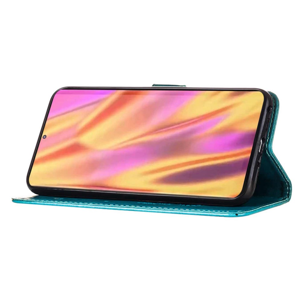  Samsung Galaxy S23 Ultra Fodral Fjäril Tryck Blå
