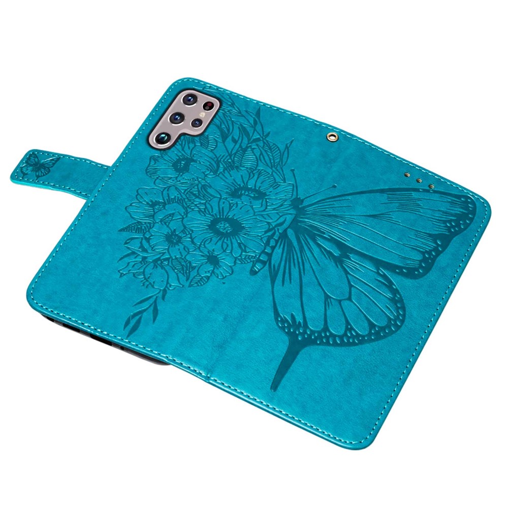  Samsung Galaxy S23 Ultra Fodral Fjäril Tryck Blå