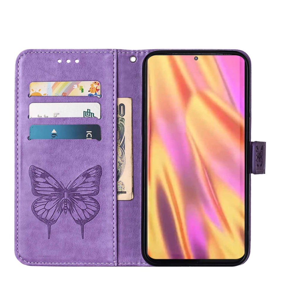  Samsung Galaxy S23 Ultra Fodral Fjäril Tryck Lila
