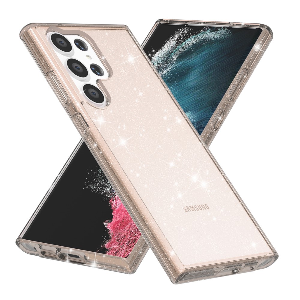  Samsung Galaxy S23 Ultra Skal Glitter Shockproof Hybrid Guld