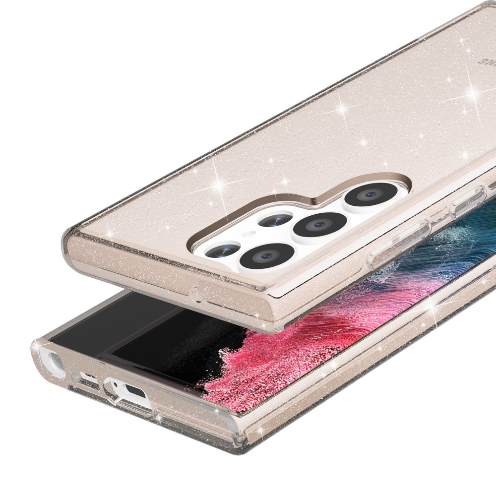  Samsung Galaxy S23 Ultra Skal Glitter Shockproof Hybrid Guld