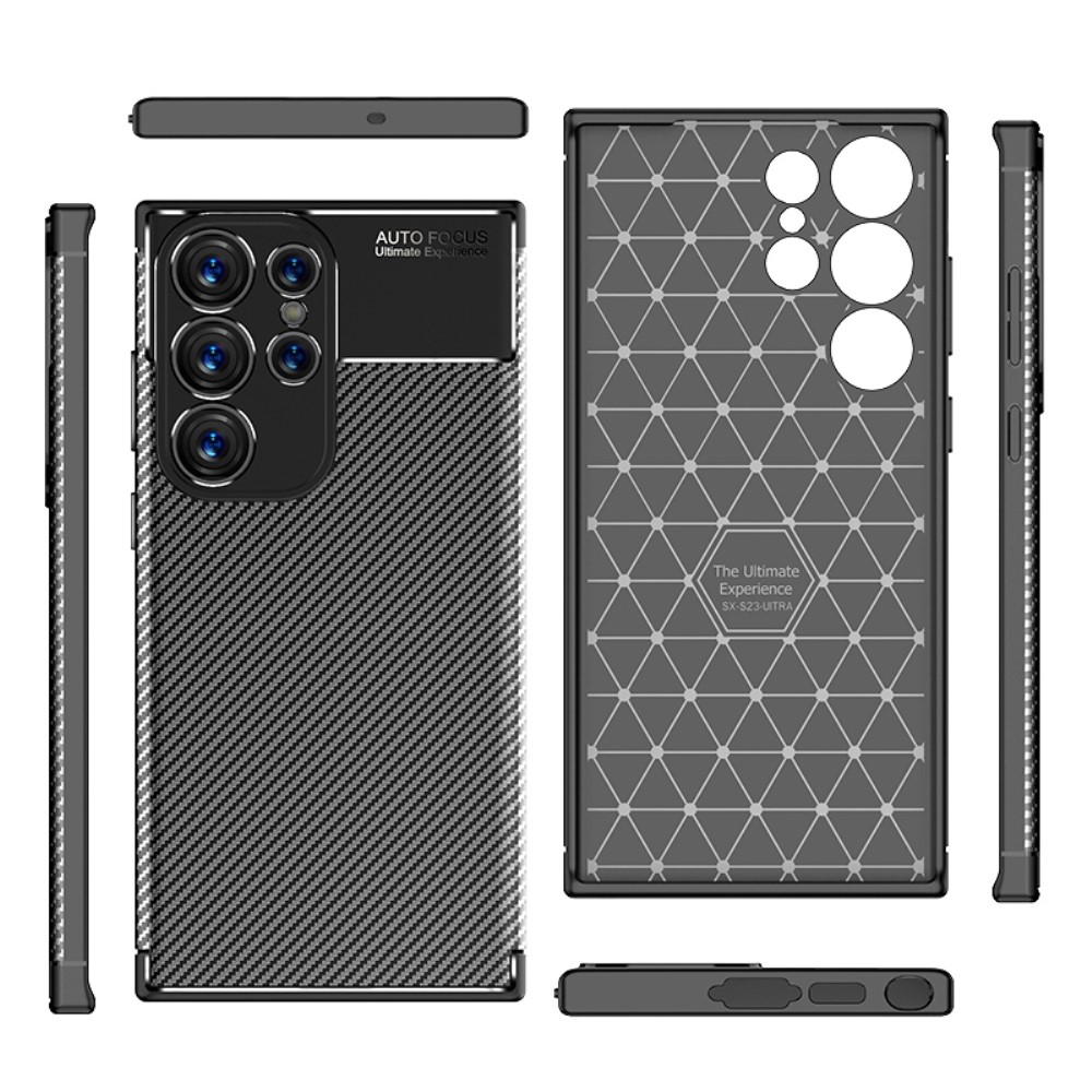  Samsung Galaxy S23 Ultra Skal Kolfiber Textur Svart