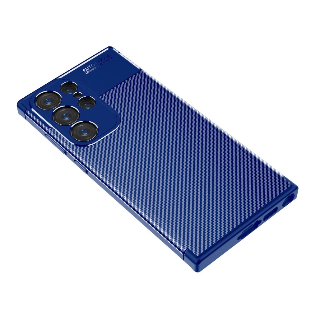  Samsung Galaxy S23 Ultra Skal Kolfiber Textur Blå