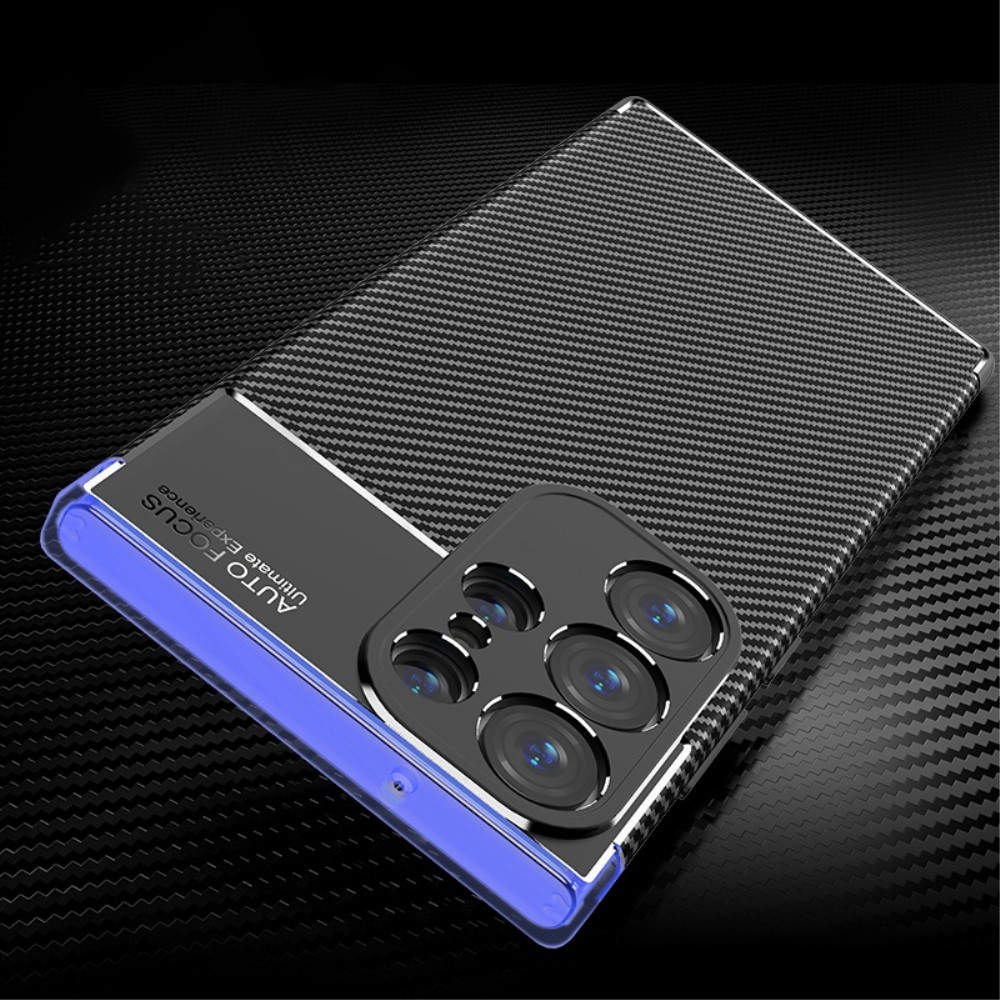 Samsung Galaxy S23 Ultra Skal Kolfiber Textur Blå