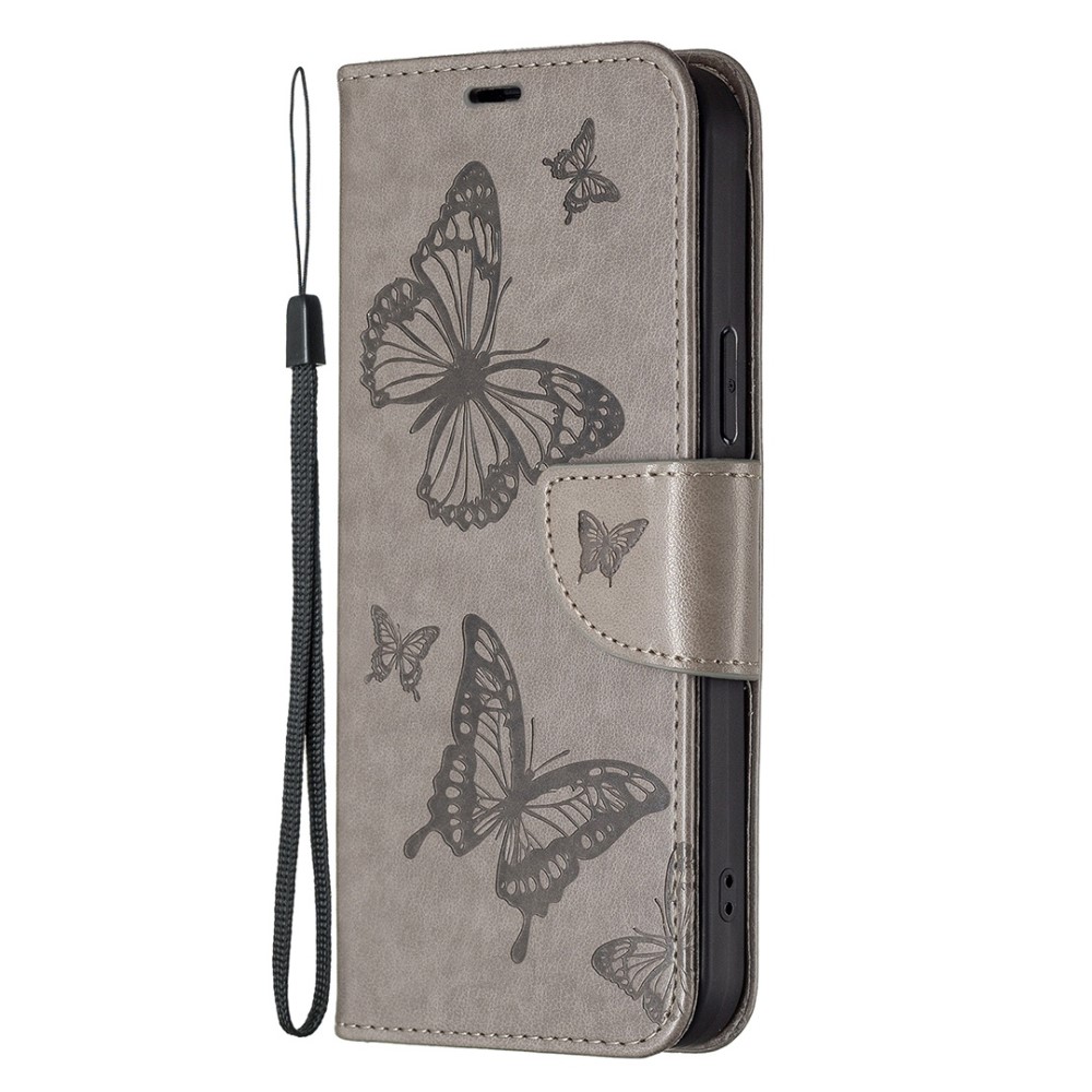  Samsung Galaxy S23 Ultra Fodral Tryckta Fjärilar Grå
