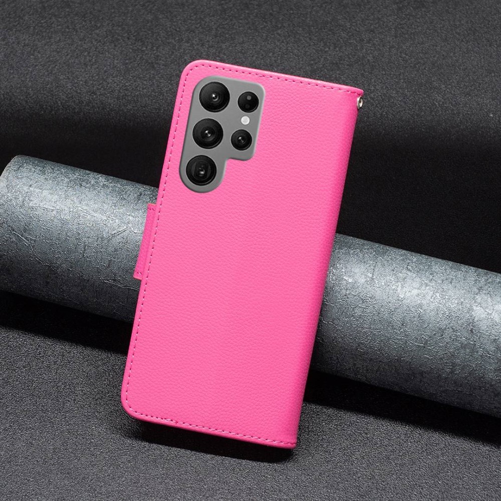  Samsung Galaxy S23 Ultra Fodral Litchi Shark Rosa